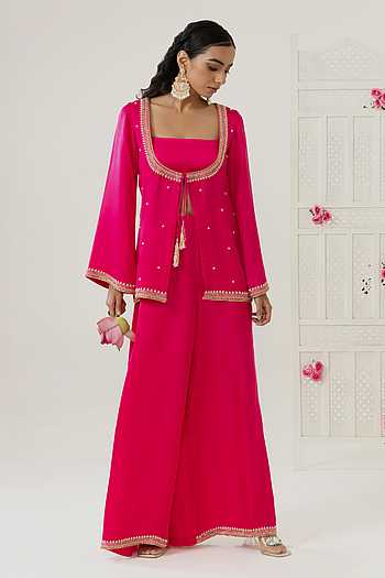 Sana Metallic Beaded Jacket Palazzo Set