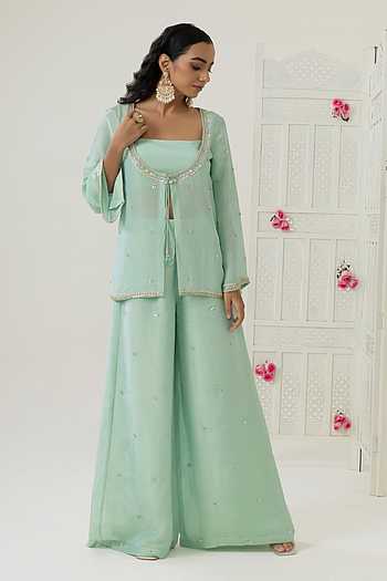Sana Embroidered Jacket Palazzo Set