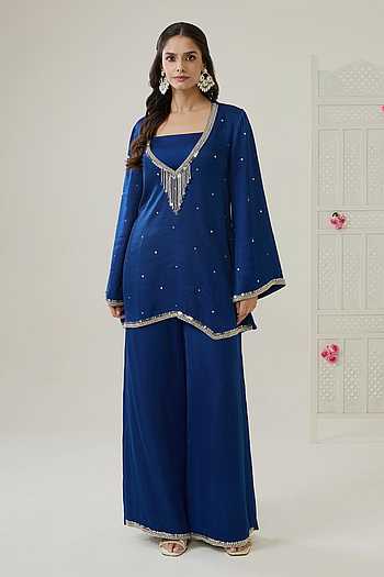 Amaya Silk Satin Kurta & Palazzo Set