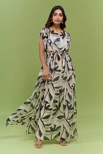 White & Black Printed Dress