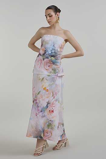 Olivia Printed Strapless Layered Dress