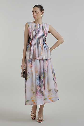 Olivia Print Accordion Top & Skirt Set
