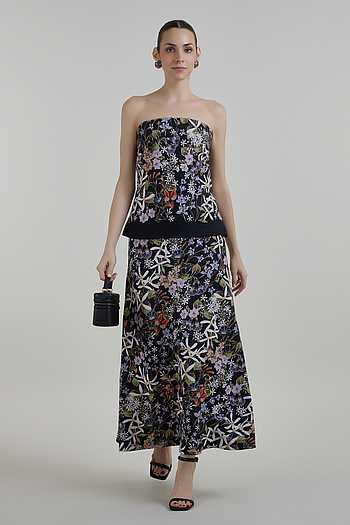 Eliza Print Strapless Layered Dress