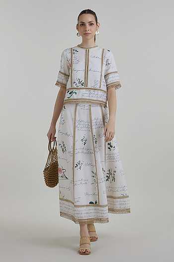 Poetry Print Top & Skirt Set