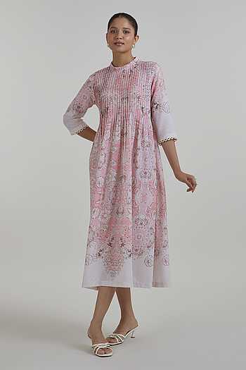 Anna Printed Pleated Dress
