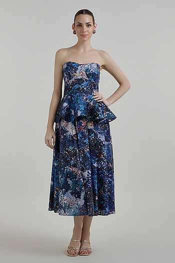Mosaic Print Peplum Top & Skirt Set