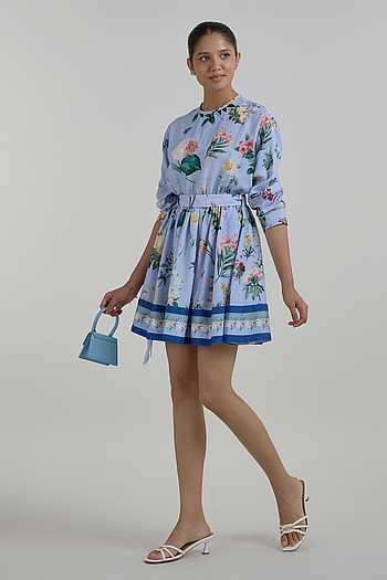 Blaire Floral Print Mini Dress With Belt