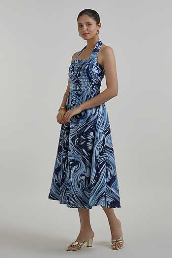Marbela Marble Print Halter Dress