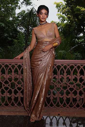 Shimmer Saree With Embroidered Blouse
