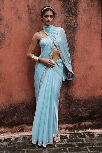 Border Embellished Saree With Blouse