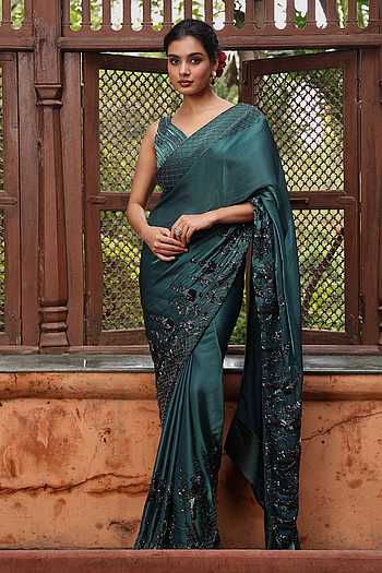 Embroidered Saree & Blouse Set
