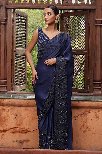Hand-Embroidered Saree & Blouse Set
