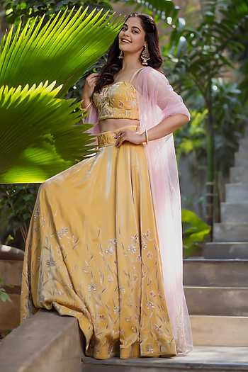 Floral Hand Embroidered Lehenga Set