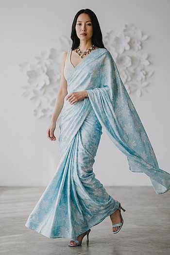 Printed Premium itallian silk Saree & Blouse Set
