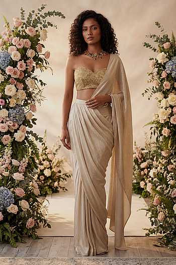 Texture Pre-Draped Saree With Blouse