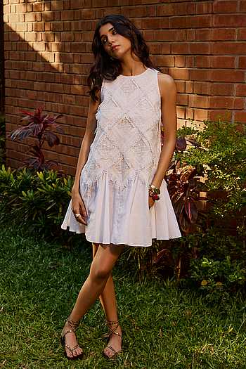 Short Linen Flare Shift Dress