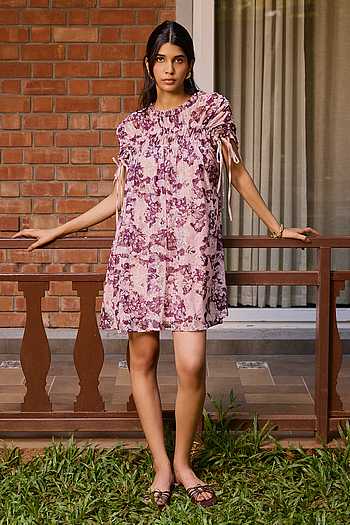 Plum Floral Print Dress