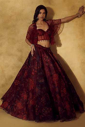 Saranjh Embroidered Cape Lehenga Set
