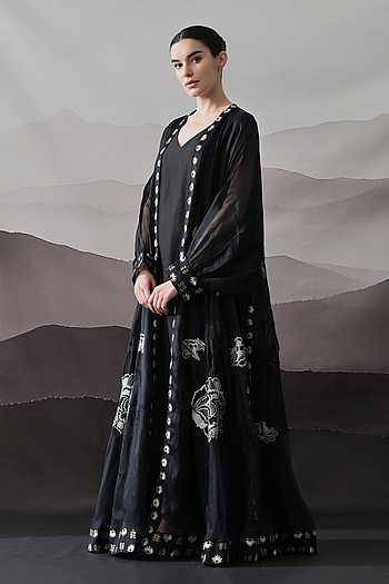 Embroidered Kaftan & Overlay Set
