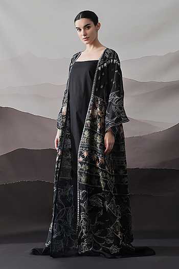 Embroidered Organza Cotton Silk Overlay & Kaftan Set