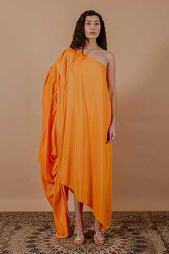 Elara One-Shoulder Cowl Draped Dress