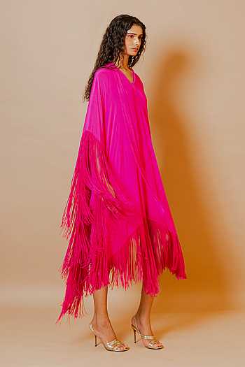 Bougainvillea Fringe Hem Dress