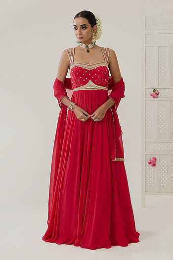 Mehru Hand Embroidered Anarkali & Dupatta Set