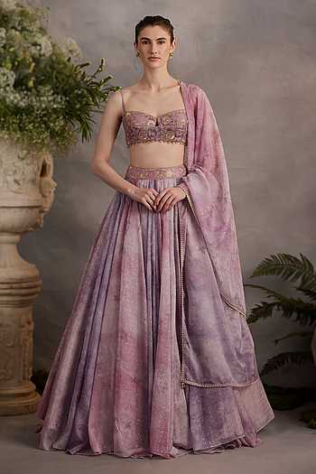 Mauve Foil Print Lehenga Set