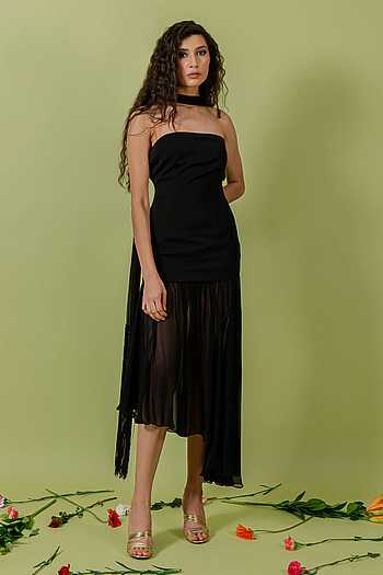 Asymmetric Hem Dress With Stole