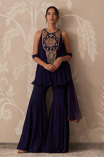 Mannat Embroidered Kurta Sharara Set