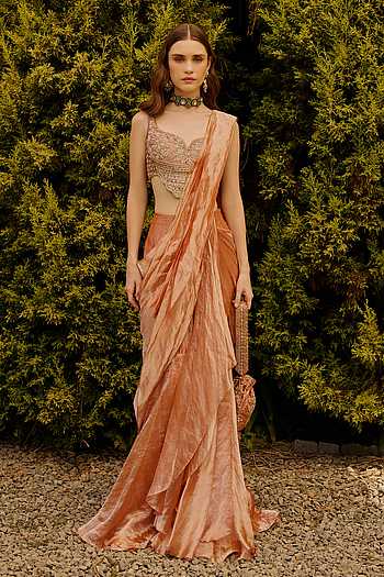 The Regency Pre-Draped Saree With Embroidered Blouse