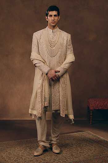 Ivory Timeless Embroidered Sherwani Set