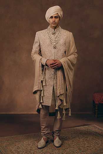 Beige Royal Heritage Sherwani Set
