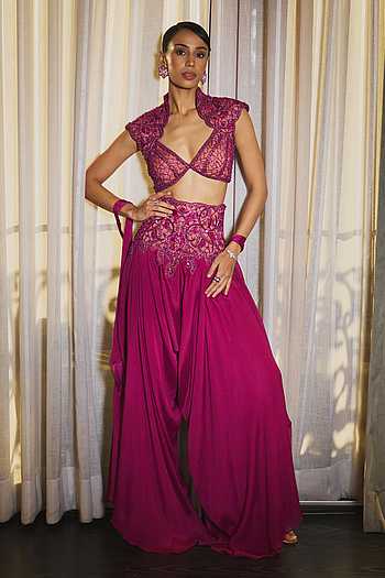 Hand Embroidered Blouse Harem Pant Set
