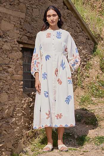 Hand Applique Organic Cotton Dress & Slip Set