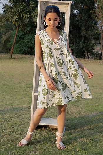 Front Pleated A Line Short Dress
