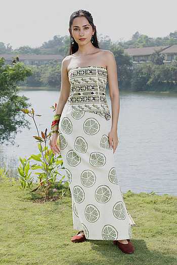 Embroidered Tube Maxi Dress
