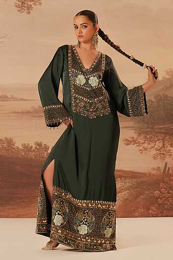 Hand Embroidered Satin Kaftan