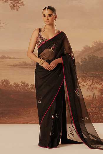 Hand Embroidered Organza Saree & Blouse Set