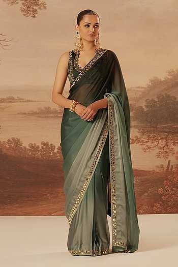 Embroidered Saree & Blouse Set