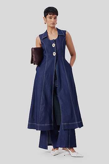 Zoe Cotton Denim Anarkali & Pant Set