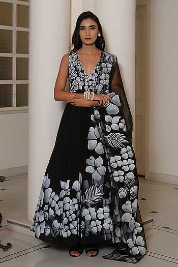 Zoya Floral Print Anarkali With Dupatta