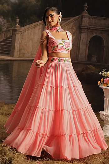 Elara Hand Painted Blouse Lehenga Set