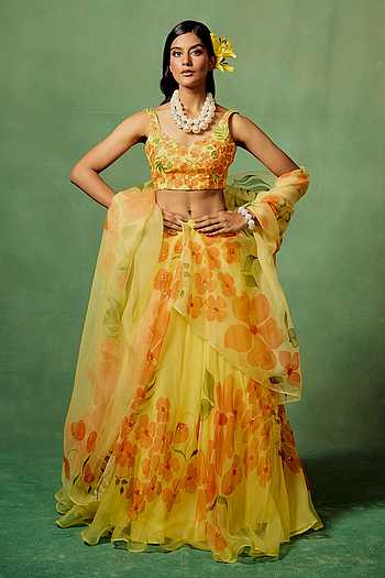 Saanjh Hand Painted Lehenga Set