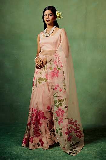 Kyari Hand Painted Saree With Unstitched Blouse Piece