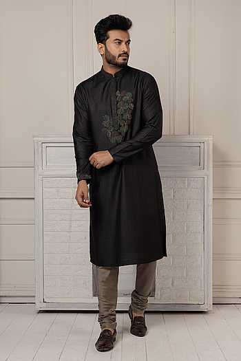 Black Hand Embroidered Kurta Set