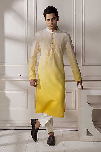 Yellow Cream Ombre Kurta Set