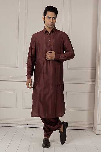 Deep Maroon Textured Kurta Set