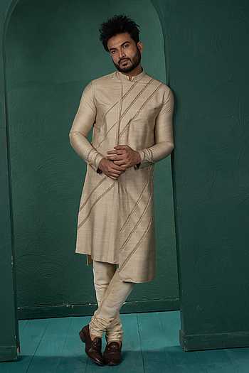 Diagonal Pintucks Kurta Set