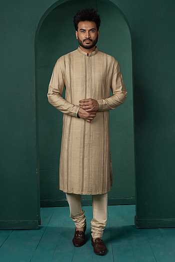 Beige Pintuck Kurta Set
